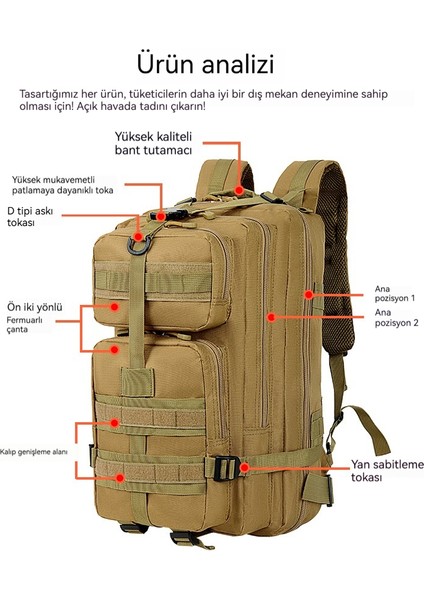 Açık Spor 35L Çok Fonksiyonlu Sırt Çantası Erkek Askeri Fan Dağcılık Yürüyüş 3p Taktik Sırt Çantası (Yurt Dışından)