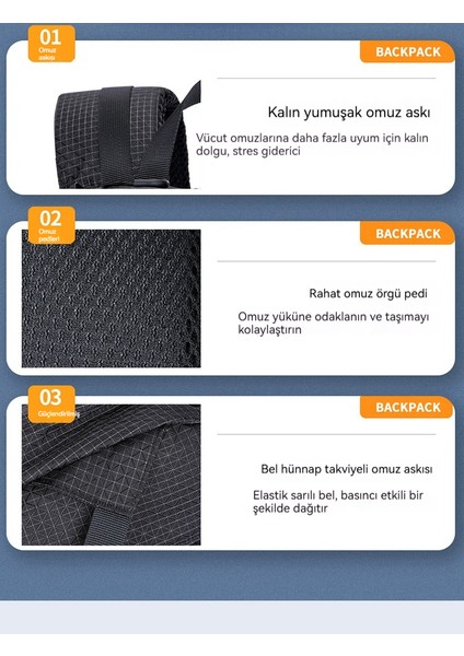 Dağcılık Çantası, Yürüyüş ve Tırmanma Için Vazgeçilmez 45 Litrelik Büyük Kapasiteli Su Geçirmez Naylon Kumaş, Sınır Ötesi Büyük Kapasiteli (Yurt Dışından) modelleri