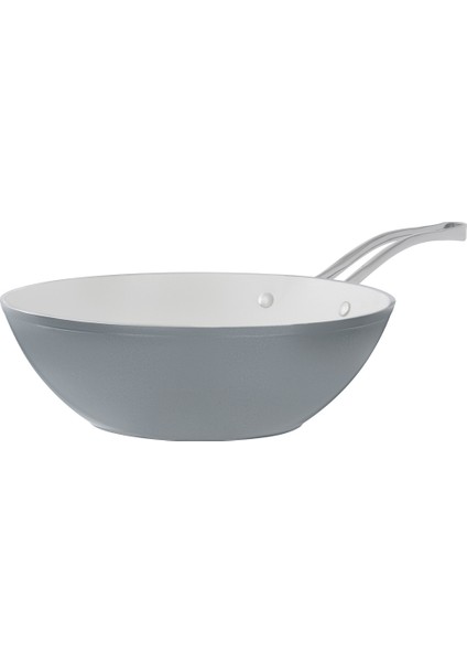 Nano Seramik Wok Tava - Gri/beyaz - 28 cm