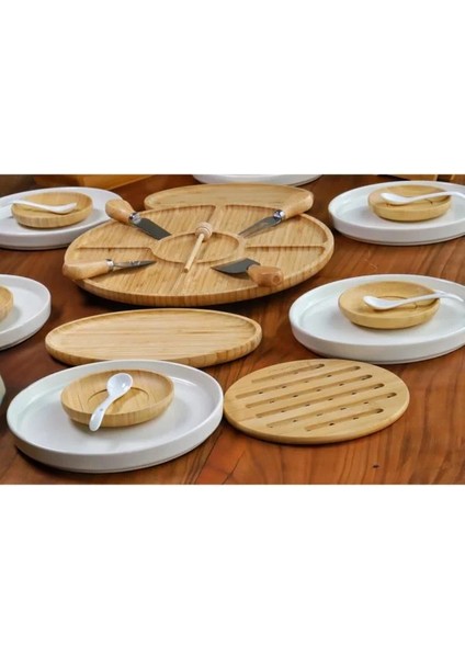 Atbyhome 6 Kişilik 29 Parça Seramik - Bambu Kahvaltı Takımı - Lüx Kahvaltılık Sunum Seti fiyatları