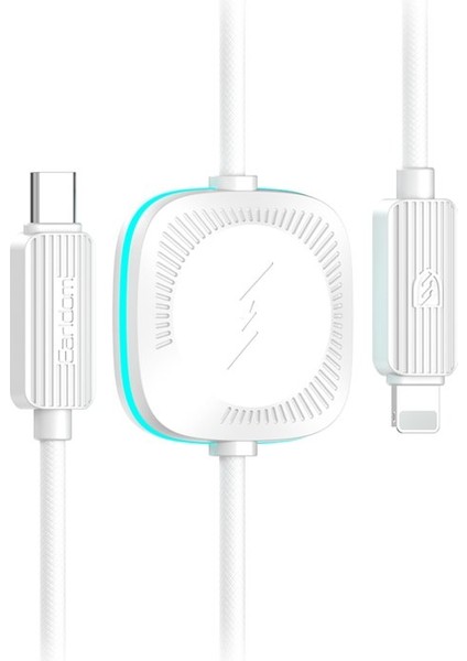 Earldom WC41 1.2m 20W Type-C To Lightning ve 2.5W Kablosuz Saat Şarj Çıkışlı 2in1 Pd Hızlı Şarj Kablosu
