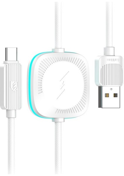 Earldom WC39 1.2m 15W USB To Type-C ve 2.5W Kablosuz Saat Şarj Çıkışlı 2in1 Hızlı Şarj Kablosu