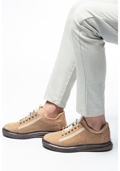 Royal 70819 - Erkek Spor Deri Ayakkabı - Kum Nubuk - Günlük Kullanım