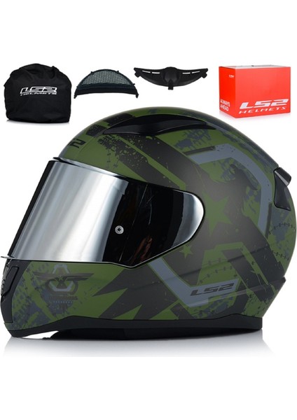 Rapıd Iı Thunder Bırds Mat Yeşil Motosiklet Kaskı Gri Camlı