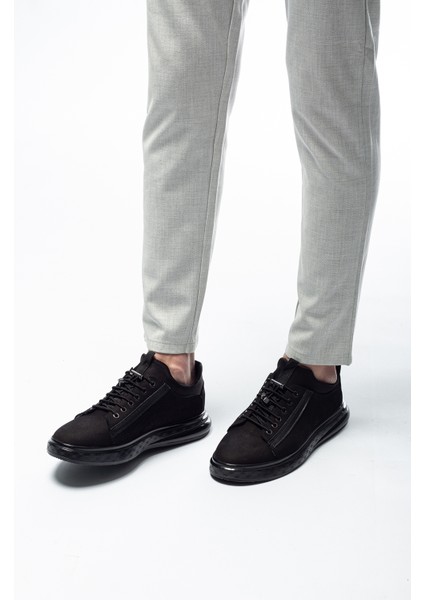 Royal 70819 - Erkek Spor Deri Ayakkabı - Siyah Nubuk - Günlük Kullanım