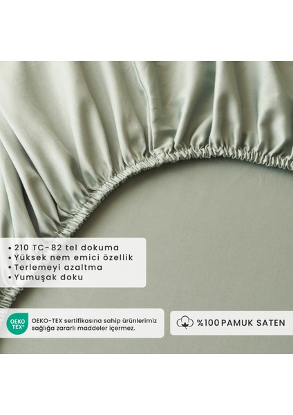 Pamuk Saten Supreme King Size Lastikli Çarşaf Koyu Yeşil (180 x 200 x 35 cm )
