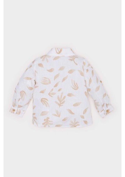 Erkek Bebek Desenli Flamlı Poplin Uzun Kollu Gömlek B9257A525SP