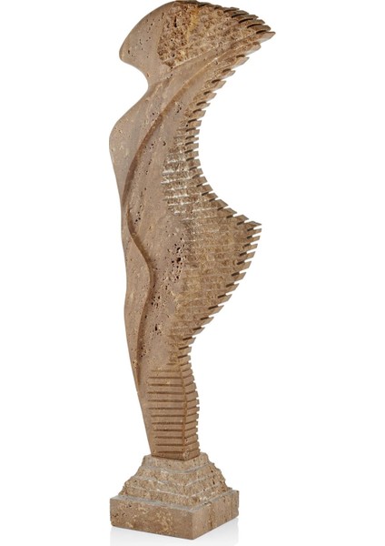 Evza Mermer Volto Dautore Kahverengi Traverten Heykel 13*25*70 cm