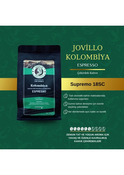 Kolombiya Espresso Çekirdek Kahve, %100 Arabica, Tek Kökenli, 250gr