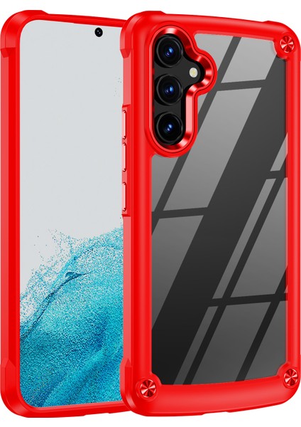 Samsung Galaxy A54 Için Şeffaf Sert Pc Tpu Tampon Telefon Kılıfı - Kırmızı (Yurt Dışından)
