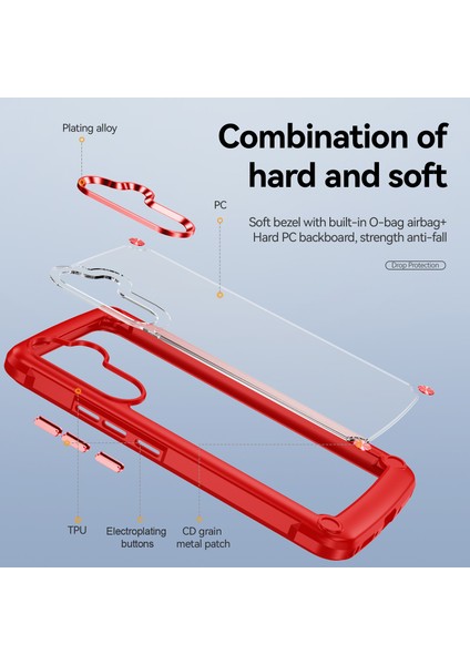 Samsung Galaxy A54 Için Şeffaf Sert Pc Tpu Tampon Telefon Kılıfı - Kırmızı (Yurt Dışından) fiyatları