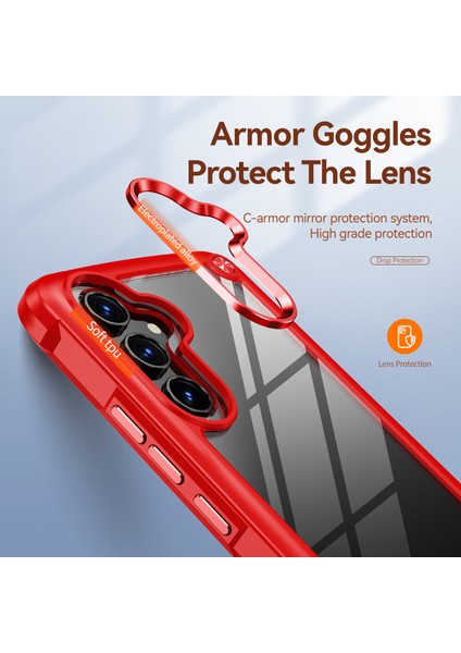 Samsung Galaxy A54 Için Şeffaf Sert Pc Tpu Tampon Telefon Kılıfı - Kırmızı (Yurt Dışından) indirimleri