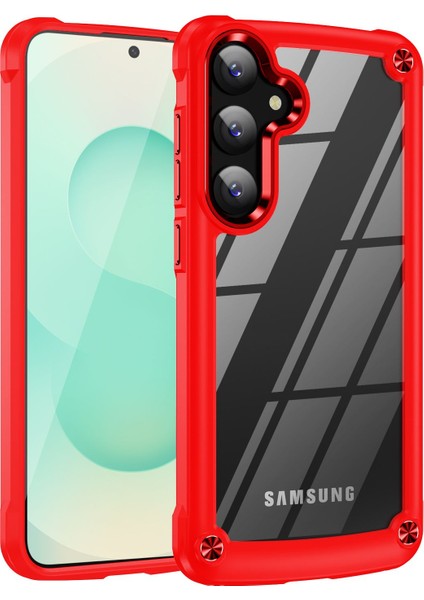 Samsung Galaxy S25 Için Şeffaf Sert Pc Tpu Tampon Telefon Kılıfı - Kırmızı (Yurt Dışından)