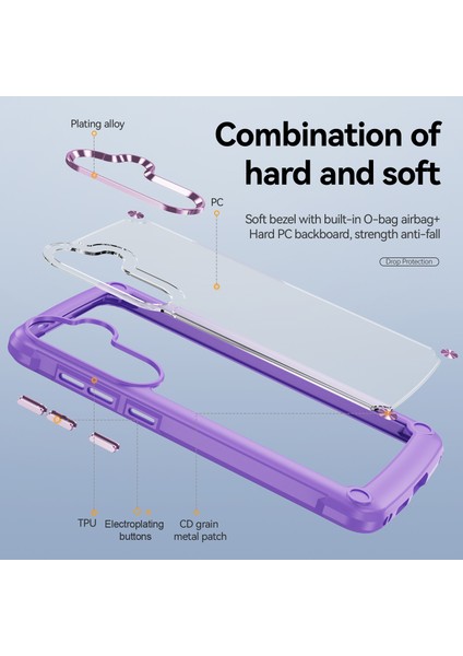Samsung Galaxy A35 Için Şeffaf Sert Pc Tpu Tampon Telefon Kılıfı - Mor (Yurt Dışından)