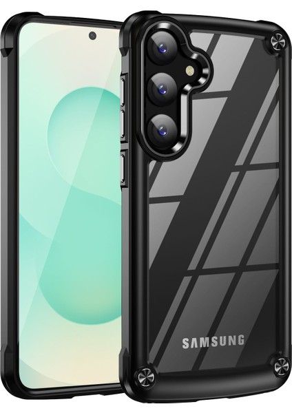 Samsung Galaxy S25+ / S25 Plus Için Şeffaf Sert Pc Tpu Tampon Telefon Kılıfı - Siyah (Yurt Dışından)