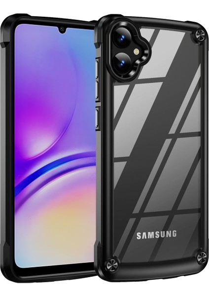 Samsung Galaxy A06 Için Şeffaf Sert Pc Tpu Tampon Telefon Kılıfı - Siyah (Yurt Dışından)