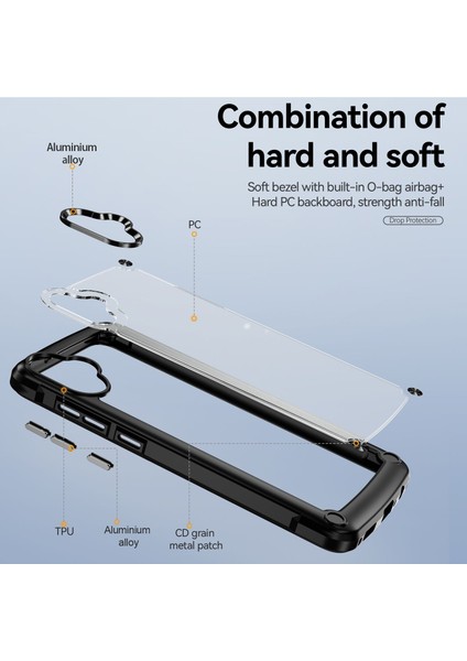 Samsung Galaxy A06 Için Şeffaf Sert Pc Tpu Tampon Telefon Kılıfı - Siyah (Yurt Dışından)