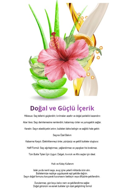 Kıvırcık & Dalgalı Saçlar Için Doğal Bukle Belirginleştirici Durulanmayan Krem 200 ml