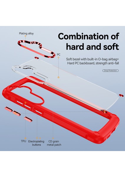 Samsung Galaxy A35 Için Şeffaf Sert Pc Tpu Tampon Telefon Kılıfı - Kırmızı (Yurt Dışından)