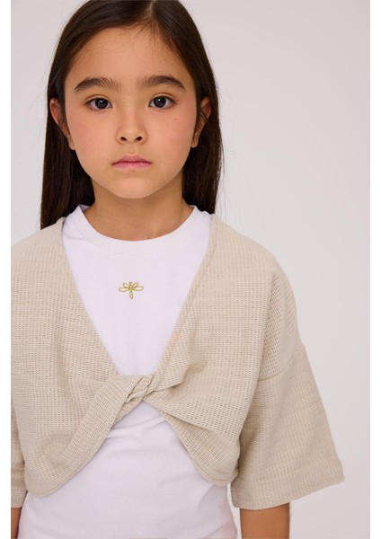 Kız Çocuk Ekru Tshirt modelleri