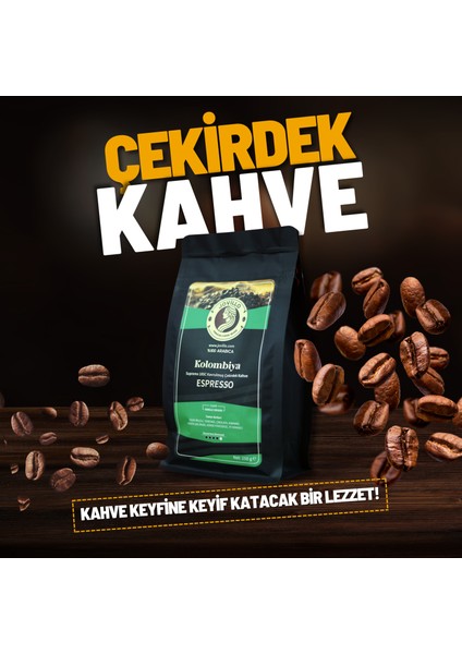 Kolombiya Espresso Çekirdek Kahve, %100 Arabica, Tek Kökenli, 250gr
