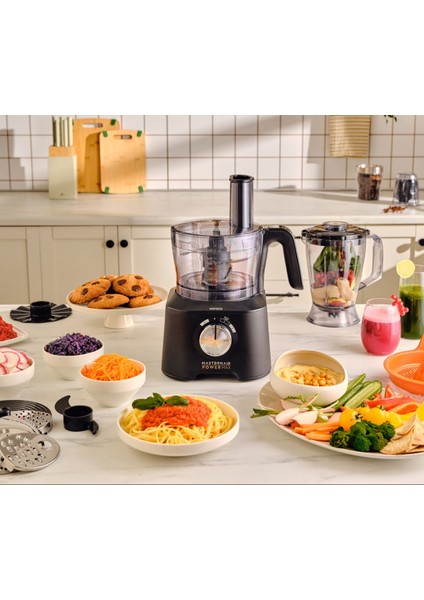 Mastermaid 10 In 1 Premium Mutfak Robotu Çift Katlı 4 Kanatlı Doğrayıcı Black 2000 W Güçlü Motor Performansı + Onerous Mutfak Tartısı