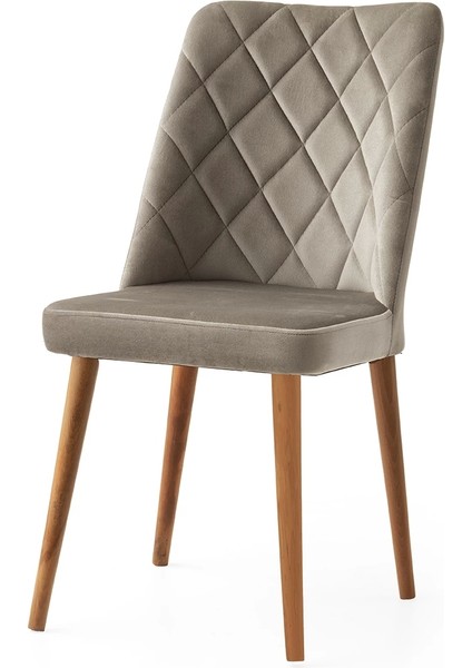 Nva Ahşap Ayaklı Babyface Kumaş Salon Balkon ve Mutfak Sandalyesi 6 Adet