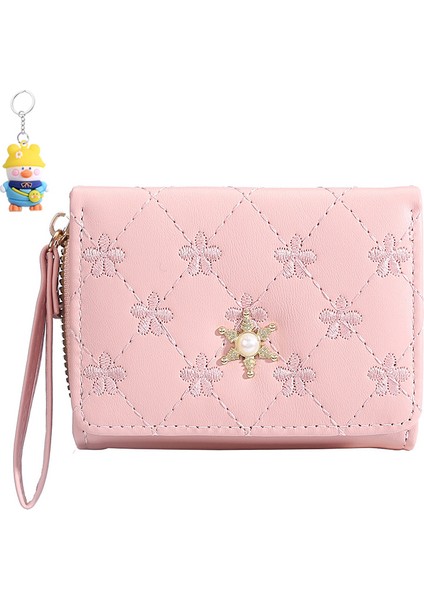 Kadın Cüzdanı Kısa Kart Tutucu Üç Katlı Çanta Büyük Kapasiteli Çoklu Kart Yuvası (Yurt Dışından)