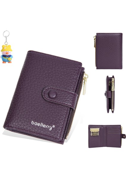 Bayan Cüzdan Kısa Moda Fermuarlı Para Cüzdanı Basit Anahtar Çantası Kart Tutucu Kadın (Yurt Dışından)