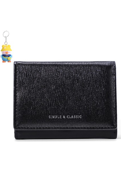 Basit Bayan Çoklu Kart Yuvası Kart Tutucu Moda Kısa Üç Katlı Para Cüzdanı (Yurt Dışından)