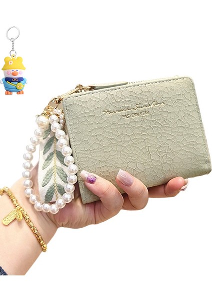 Basit Iki Katlı Inci Kolye Fermuar Toka Kısa Cüzdan (Yurt Dışından)