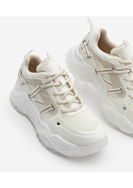 Kadın Sneaker Bağcıklı Fileli Kalın Taban Spor Ayakkabı Azlin
