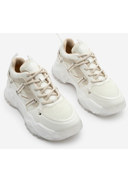 Kadın Sneaker Bağcıklı Fileli Kalın Taban Spor Ayakkabı Azlin