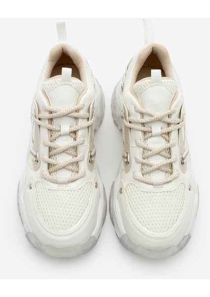 Kadın Sneaker Bağcıklı Fileli Kalın Taban Spor Ayakkabı Azlin
