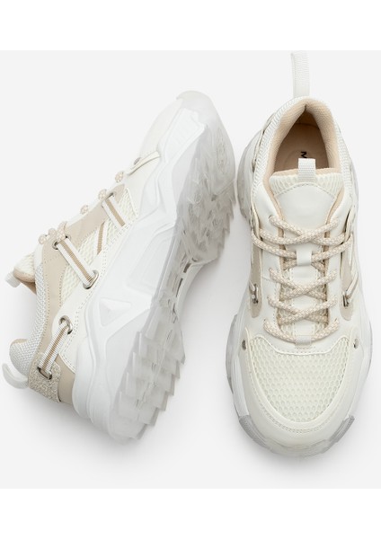 Kadın Sneaker Bağcıklı Fileli Kalın Taban Spor Ayakkabı Azlin