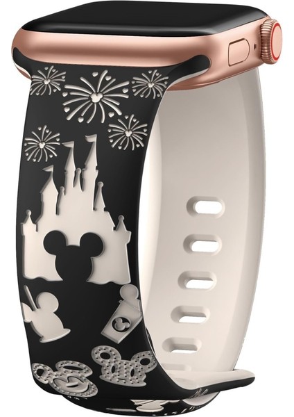 Apple Watch 44/45/46/49mm Kordon Leopar Desen Yumuşak Silikon Kordon 2/3/4/5/6/se/7/8/9/10/11/ultra