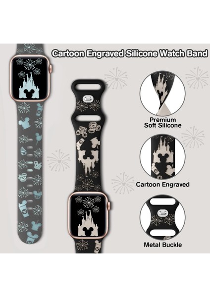 Apple Watch 44/45/46/49mm Kordon Leopar Desen Yumuşak Silikon Kordon 2/3/4/5/6/se/7/8/9/10/11/ultra modelleri