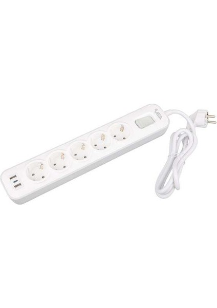 VE-NOVA105U A CLASS 5Lİ 2 USBLİ ANAHTARLI 1.5 METRE AKIM KORUMALI GRUP PRİZ (MADE IN MALAYSIA)