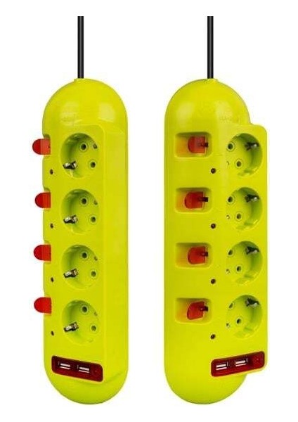 VE-E40USB 4lü 2 Usbli 1.5 Metre Ayrı Anahtarlı Grup Priz fiyatları