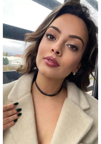 Siyah Renk 4 Sıra Taş Detaylı Choker Kolye fiyatları