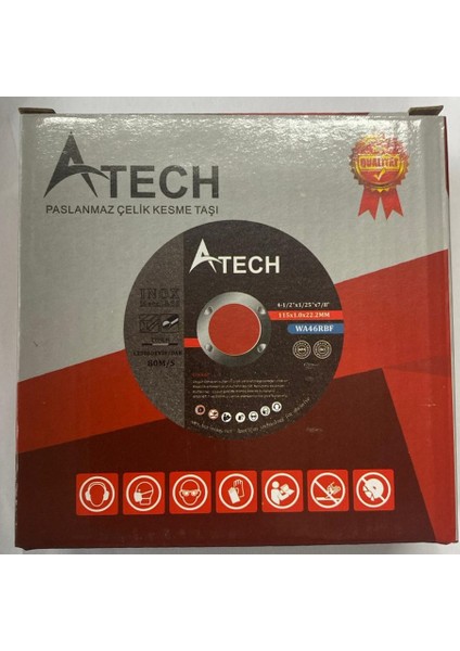 A TECH İNOX KESİCİ DİSK TAŞ 115X1.0X22.2mm 25 ADET