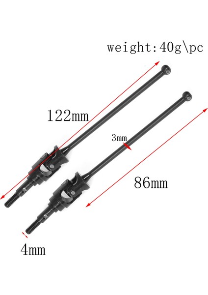 2 Adet Metal Bağlantı Mili Tahrik Mili Cvd Tahrik Mili 86MM 1/10 Için (Yurt Dışından) fiyatları