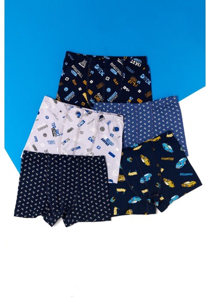 Erkek Çocuk 5'li Paket Karışık Desenli Boxer