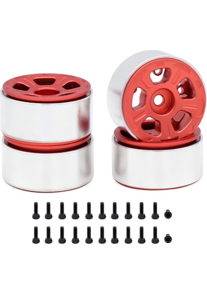1/24 1/18 Rc Paletli Araba Geniş 5 Kollu Kırmızı Metal Jantlar (Yurt Dışından)