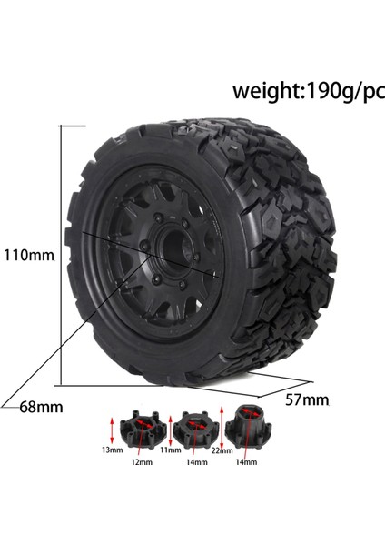 110MM 1/10 -Akrobasi Kamyon Lastiği 12MM ve 14MM Altıgen A Için (Yurt Dışından) fiyatları