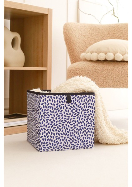 Yaprak Lacivert Dolap Içi Çamaşır Oyuncak Düzenleyici Saklama Kutusu Organizer 28x28x28