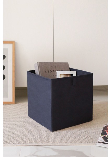 Lacivert Dolap Içi Çamaşır Oyuncak Düzenleyici Katlanır Saklama Kutusu Organizer 28x28x28