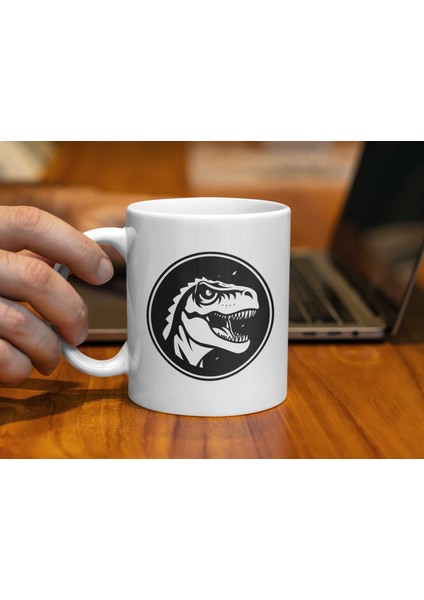 Yaratıcı Tasarım Godzilla Earth Emaye Kamp Canavar Kahve Kupası, Beyaz Seramik 11OZ fırsatları