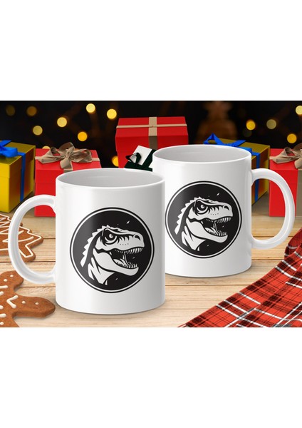 Yaratıcı Tasarım Godzilla Earth Emaye Kamp Canavar Kahve Kupası, Beyaz Seramik 11OZ indirimleri