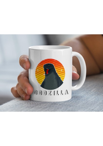 Doğum Günü Hediyeleri İçin Süblimasyon Tasarımlı Flaming Godzilla Kahve Kupası, Seramik 11OZ modelleri